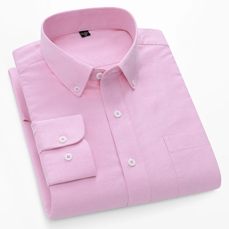 Oxford Cotton Casual Shirt Business - 남성용 100% 면 옥스포드 소재 긴팔
