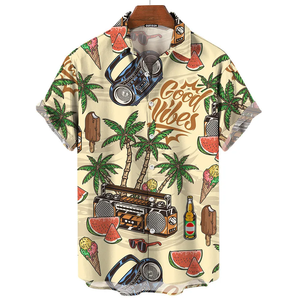 남성 레트로 여름 굿 바이브 하와이안 셔츠 캐주얼 반소 - Vintage Hawaiian Floral Shirt 리뷰 및 가격