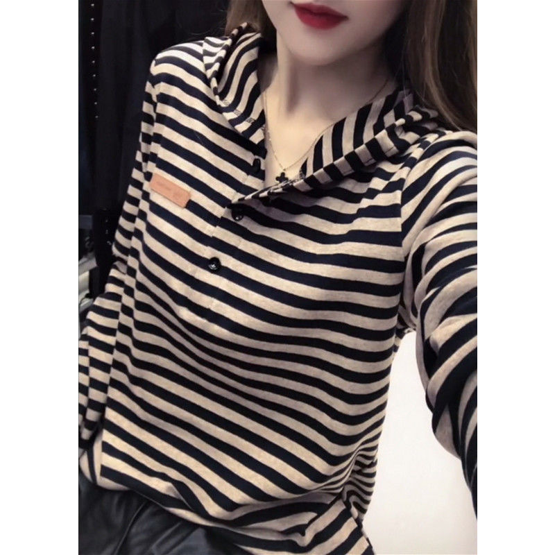 가을 겨울 긴팔 후드티셔츠 반팔 캐주얼 슬리밍 스트라이 - T-Shirts 리뷰 및 가격
