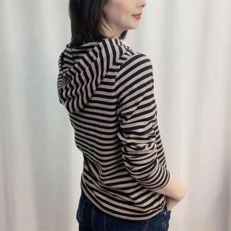 가을 겨울 긴팔 후드티셔츠 반팔 캐주얼 슬리밍 스트라이 - T-Shirts 리뷰 및 가격