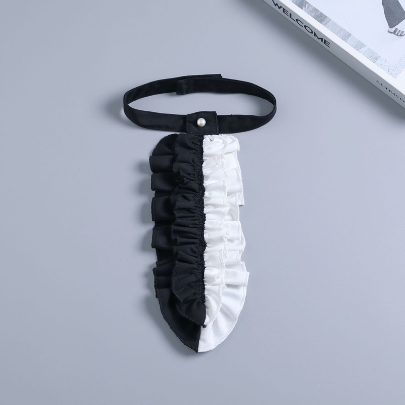 검은색과 흰색이 조화된 러플 장식 칼라, 탈부착 가능한 - Shirts 리뷰 및 가격