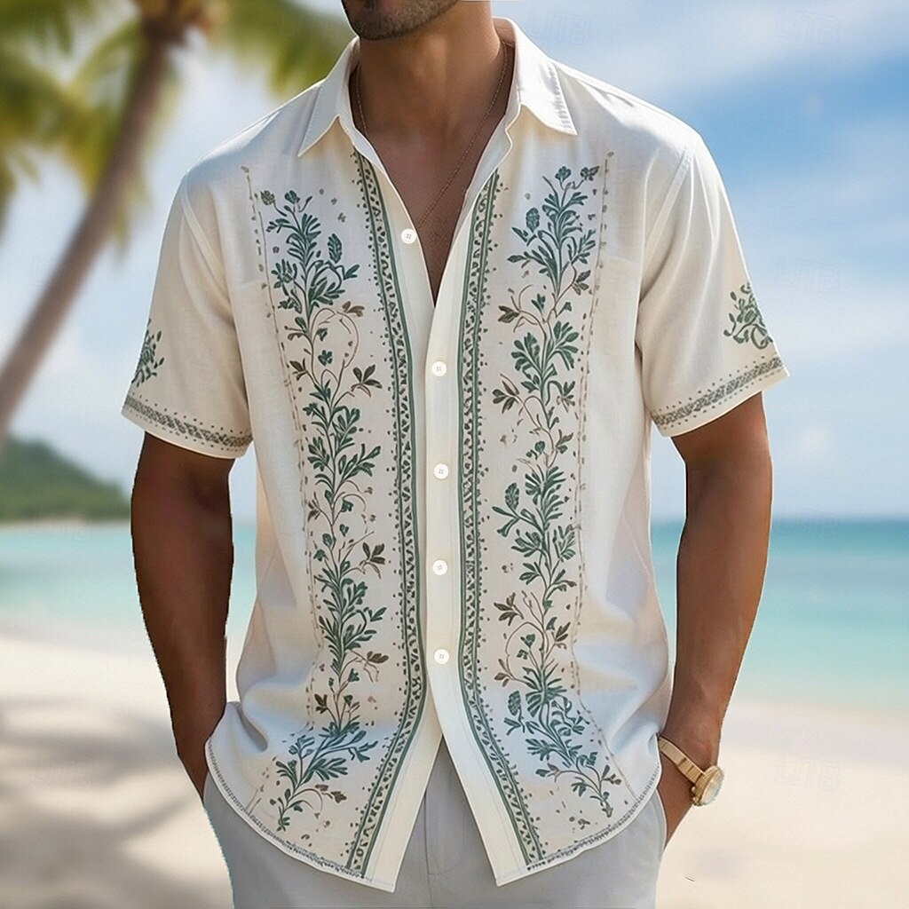 남성용 턴다운 칼라 3D 프린트 하와이안 셔츠, 열대  - Vintage Hawaiian Floral Shirt 리뷰 및 가격