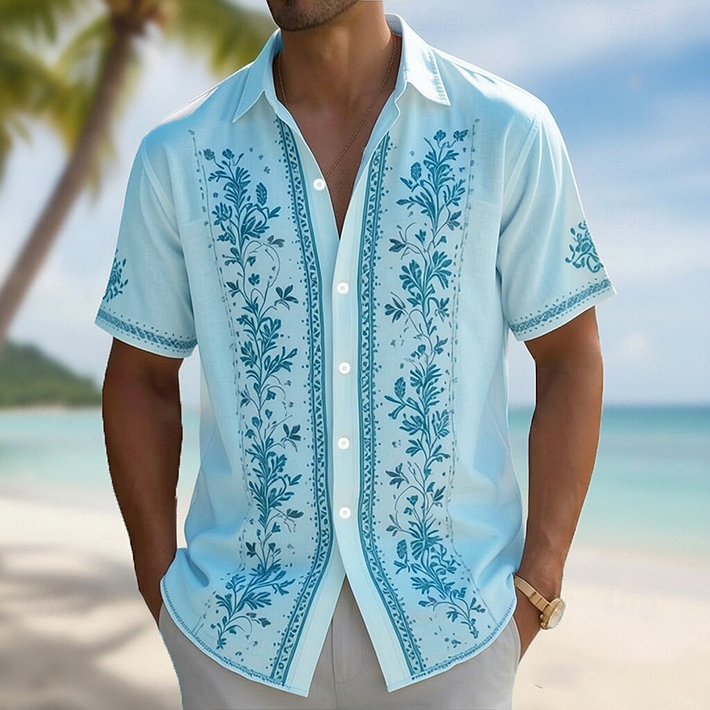 남성용 턴다운 칼라 3D 프린트 하와이안 셔츠, 열대  - Vintage Hawaiian Floral Shirt 리뷰 및 가격
