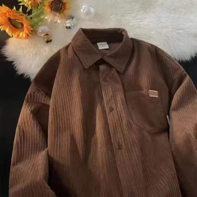 남성용 코듀로이 셔츠, 단색, 긴팔, 캐주얼 스타일,  - Corduroy Button Up Shirt Men 리뷰 및 가격
